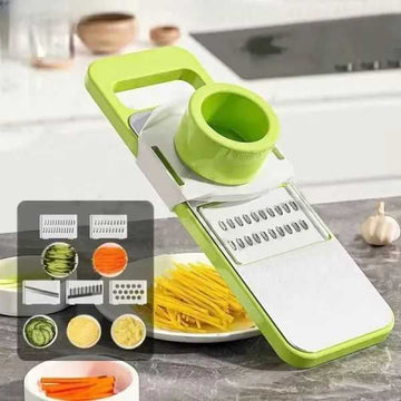 5-in-1 Stainless Steel Vegetable Cutter & Multifunctional Grater – Slice, Shred & Peel in Seconds